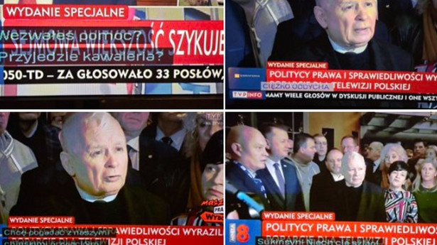 Wpadka TVP1 podczas relacji z protestu. Na ekranie Kaczyński i napisy z filmu. "Przyjedzie kawaleria?" [FOTO] - INFBusiness