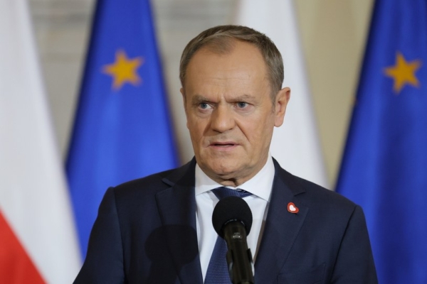 Donald Tusk na swojej konferencji prasowej odniósł się do kwestii postawienia Adama Glapińskiego przed Trybunałem Stanu /PAP/Paweł Supernak /PAP