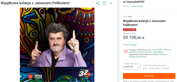 Wierzyciele Palikota piszą do WOŚP. Chcą odwołania jego licytacji - INFBusiness