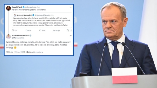 Donald Tusk chwali się sukcesem w sprawie inflacji. Na reakcję Mateusza Morawieckiego nie trzeba było długo czekać /Zbyszek Kaczmarek/Forum, Donald Tusk, Mateusz Morawiecki/X /