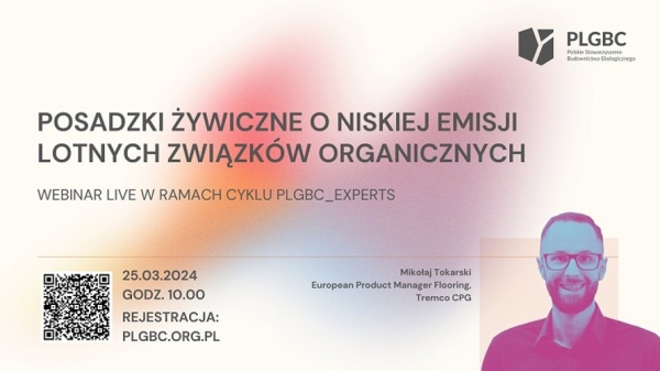 Tremco CPG Poland i PLGBC zapraszają na webinar „Posadzki żywiczne o niskiej emisji lotnych związków organicznych” - INFBusiness