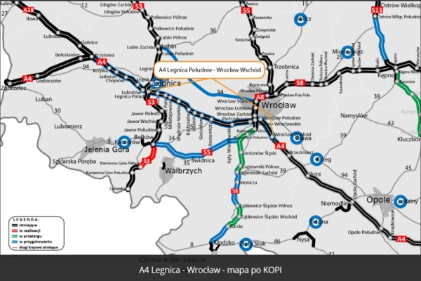 Autostrada A4 Legnica - Wrocław. Źródło: GDDKiA /