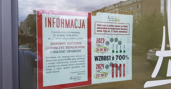 Przyczyną zamknięcia piekarni były problemy finansowe przedsiębiorstwa. Źródło: Facebook @Marcin Strzelczyk /