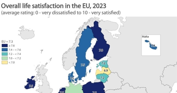 Zadowolenie z życia w UE w 2022 rok /Eurostat /