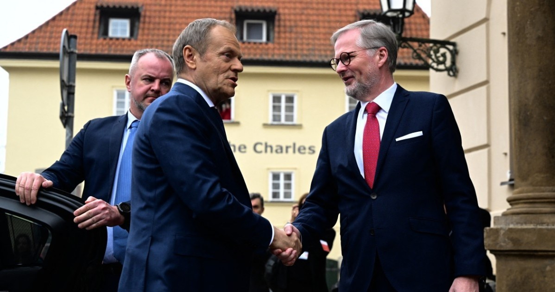 Premierzy Polski i Czech: Donald Tusk i Petr Fiala /MICHAL CIZEK /AFP