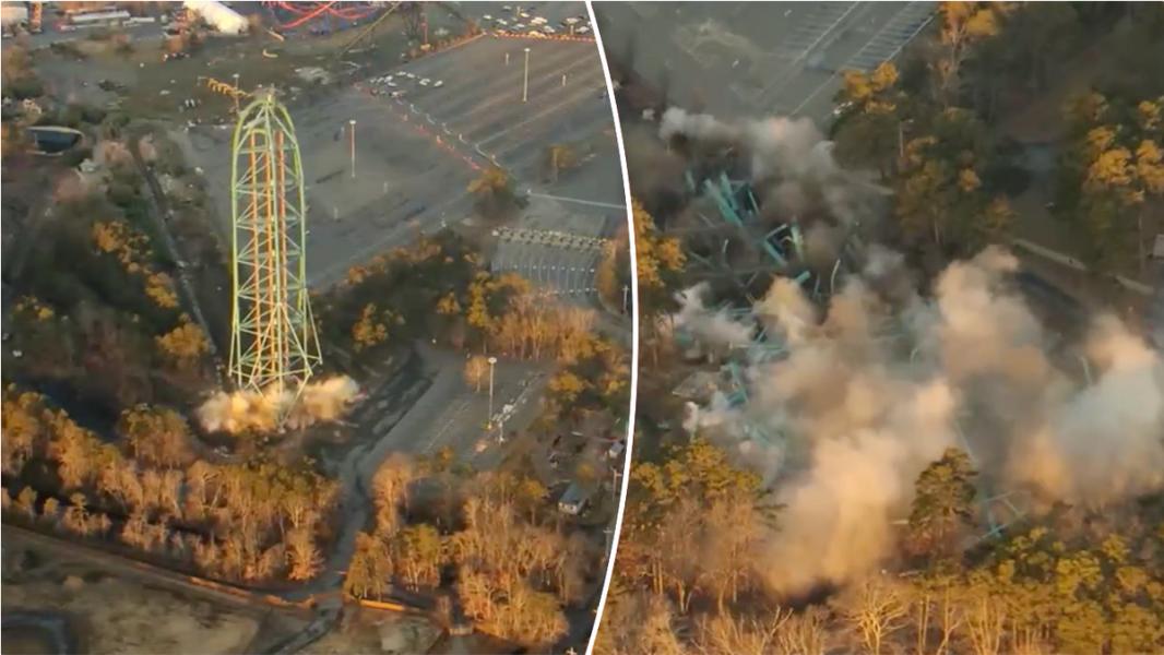 Implozja najwyższego na świecie rollercoastera Kingda Ka uchwycona na kamerze podczas rozbiórki Six Flags - INFBusiness