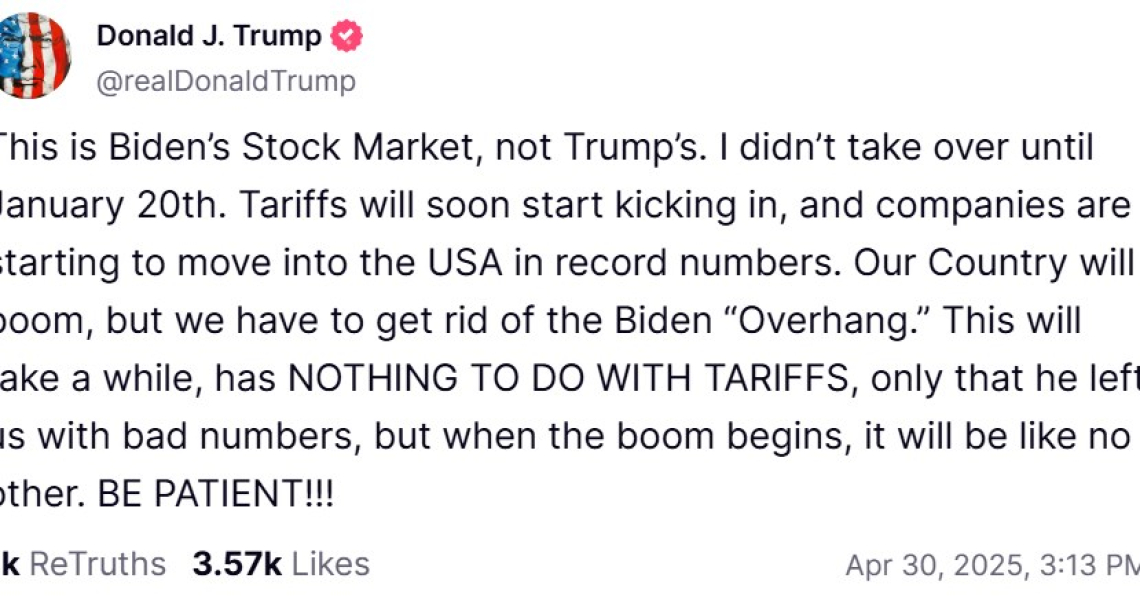 Donald Trump published a post addressing the situation in the stock market /Truth Social /external material