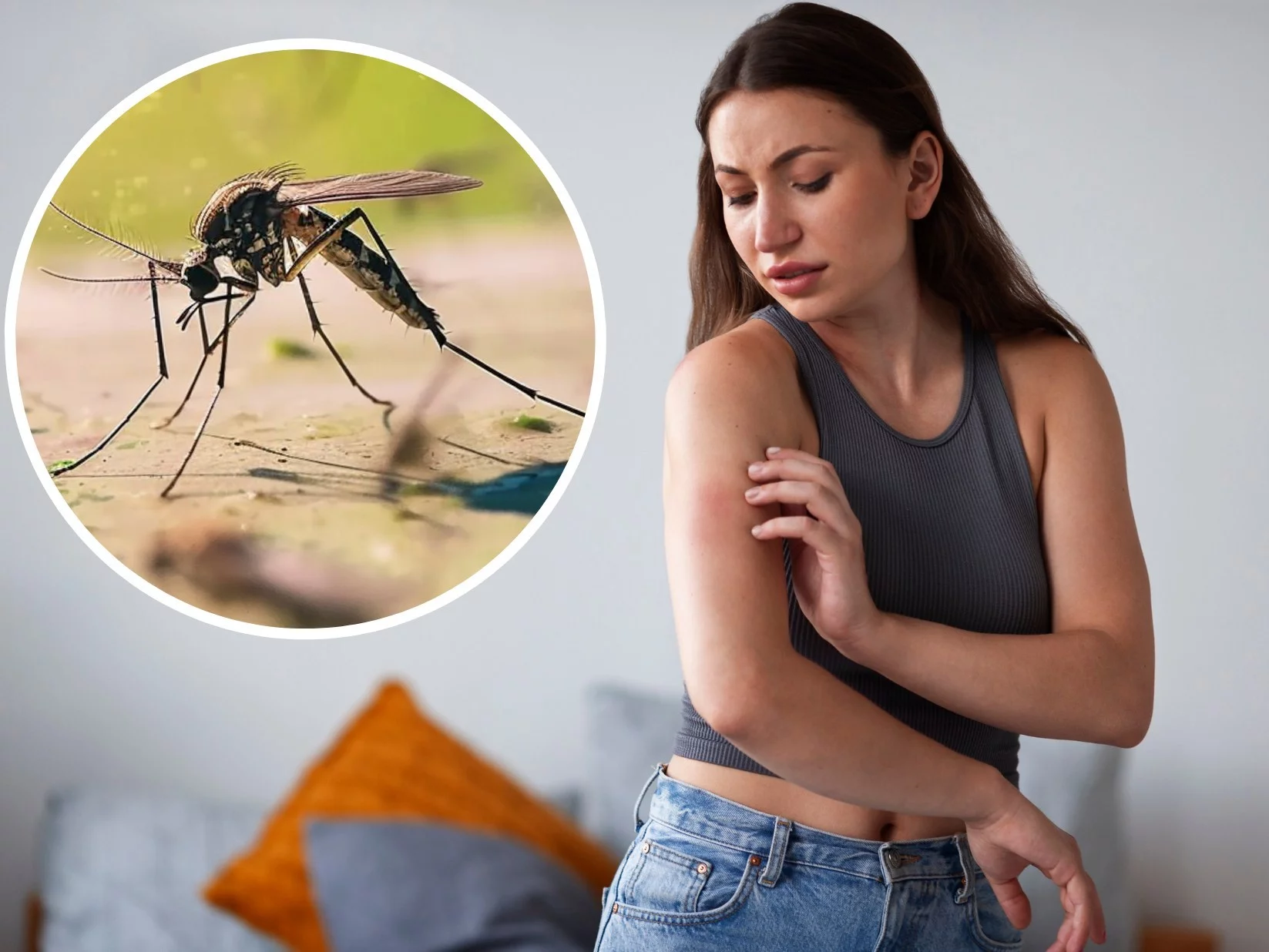 Kobieta drapie się po ukąszeniu komara
