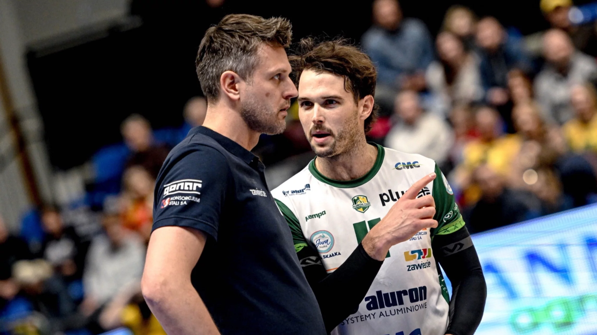 Łukasz Perry i trener Michał Winiarski