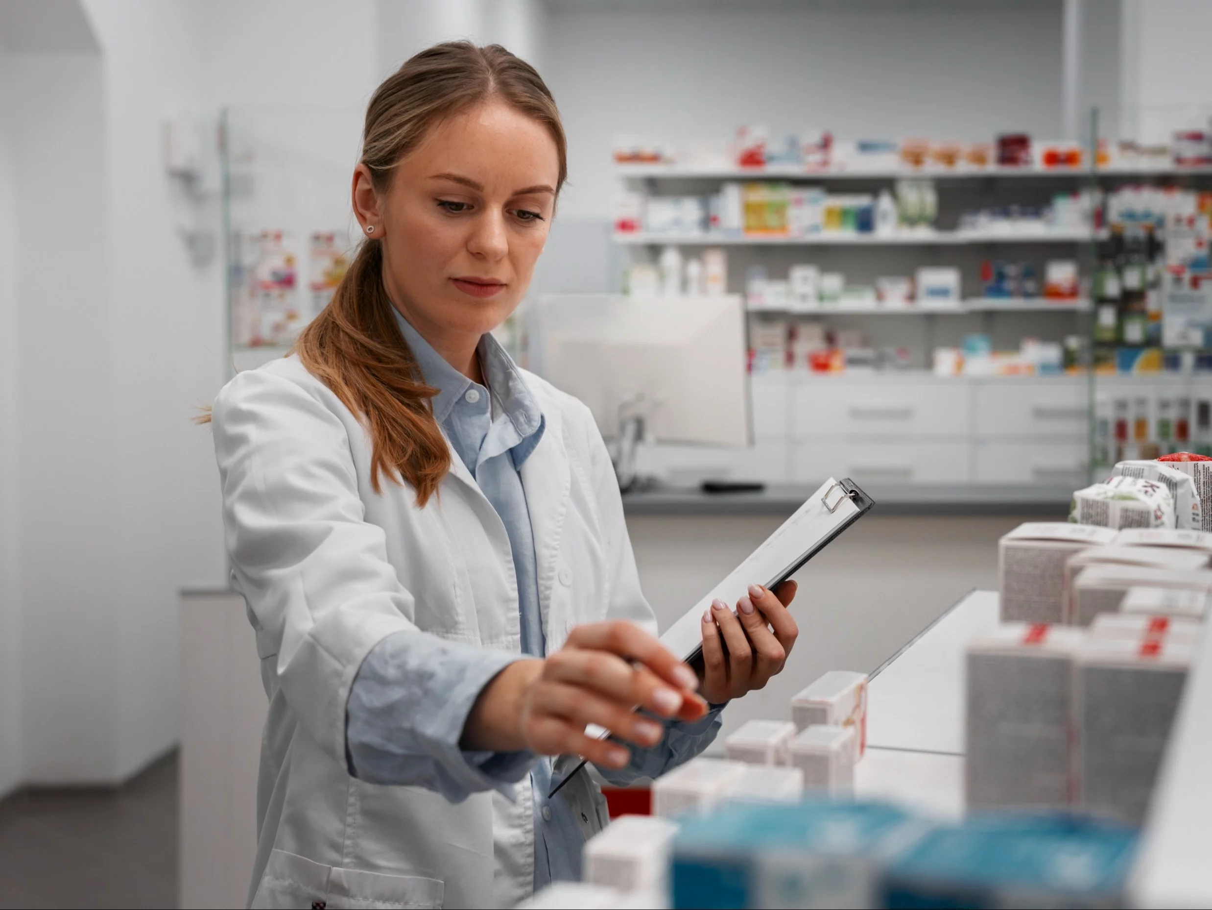 Farmaceutka w aptece, zdjęcie ilustracyjne