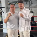 Daniel Nawrocki i Dariusz Michalczewski na zdjęciu razem. Bokser komentuje.