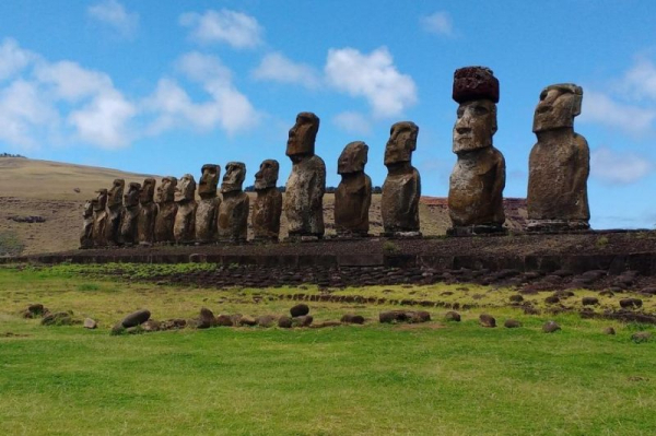 Waves driven by rising seas could reach Ahu Tongariki -- the largest restored group of moai statues on Easter Island -- in less than 60 years, according to a new study. Photo by victoriaspics/Pixabay
