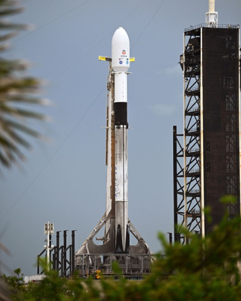A Falcon 9 like the one pictured here launched early Thursday from Florida&#039;s Kennedy Space Center. Photo by Joe Marino/UPI