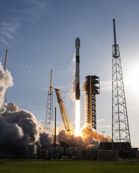 The SpaceX Falcon 9 rocket launches the Northrop Grumman Cygnus XL spacecraft for NASA at 6:11 p.m. EDT on a Cargo Resupply Mission from Complex 40 at the Cape Canaveral Space Force Station,Florida on Sunday, Sept. 14, 2025. It was supposed to dock with the ISS on Wednesday, but apparent engine issues has forced a delay. Photo by Joe Marino/UPI