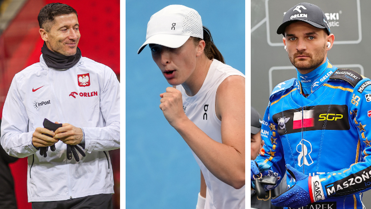 Trzech polskich sportowc&oacute;w: Robert Lewandowski, Iga Świątek i Bartosz Zmarzlik.