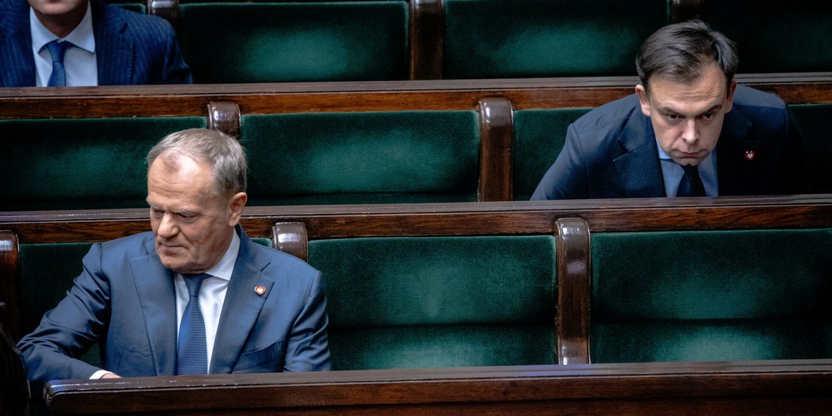 Donald Tusk i Andrzej Domański w Sejmie