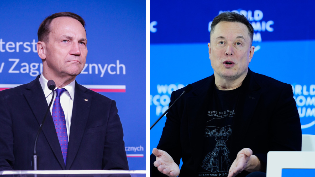 Kolaż zdjęć przedstawiający Radosława Sikorskiego i Elona Muska.