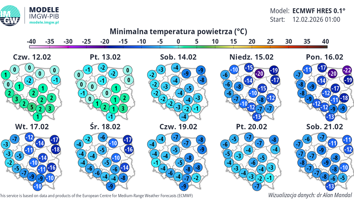 Nocami mróz najsilniejszy będzie na północnym wschodzie. Tam miejscami może być nawet -20 st. C
