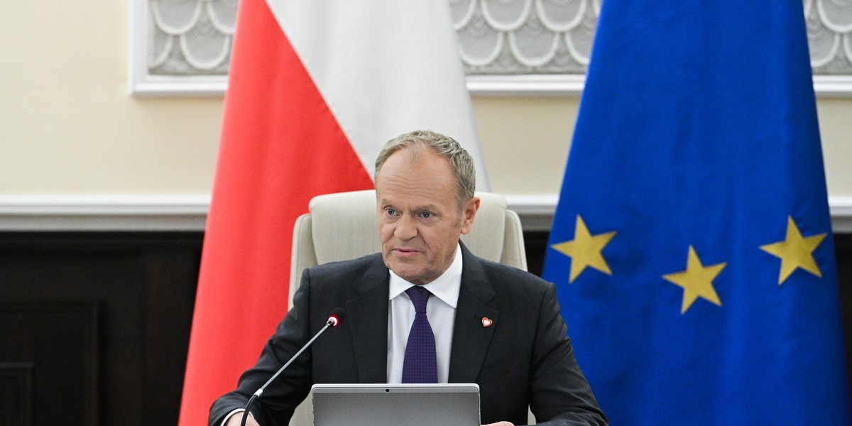 Premier Donald Tusk na naradzie rządu w KPRM w Warszawie.