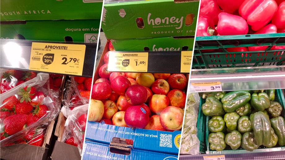 Na półkach pełno jest warzyw i owoców