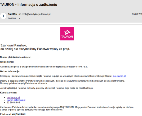 Tauron przypomina o zapłacie mimo uregulowania rachunku. Upewnij się, za który dokument dokonano płatności. 6