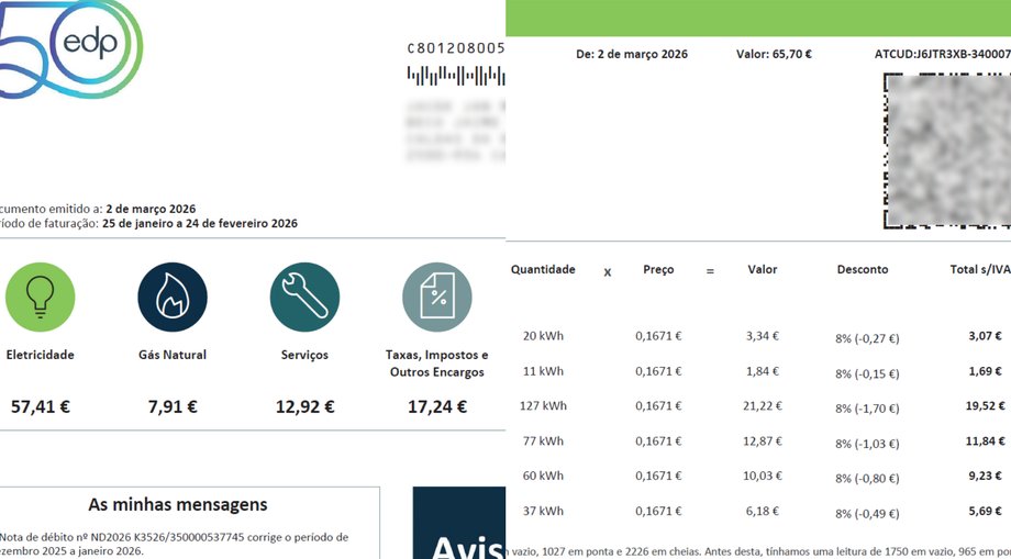 Portugalia: najtańsza energia w UE podczas kryzysu. Co stoi za tym sukcesem? 5 Rachunek za prąd z Portugalii, który przesłał nam czytelnik