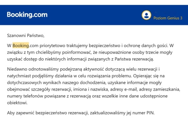 Rezerwacje na Booking.com zagrożone? Klienci informowani o włamaniach. 3