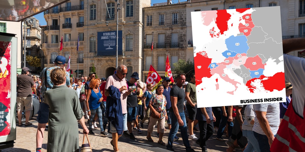 Na zdjęciu demonstracja związków zawodowych we Francji
