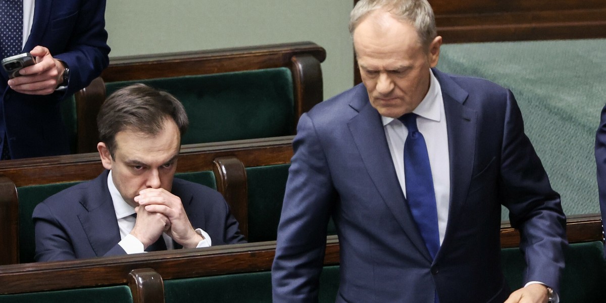 Minister finansów Andrzej Domański i premier Donald Tusk