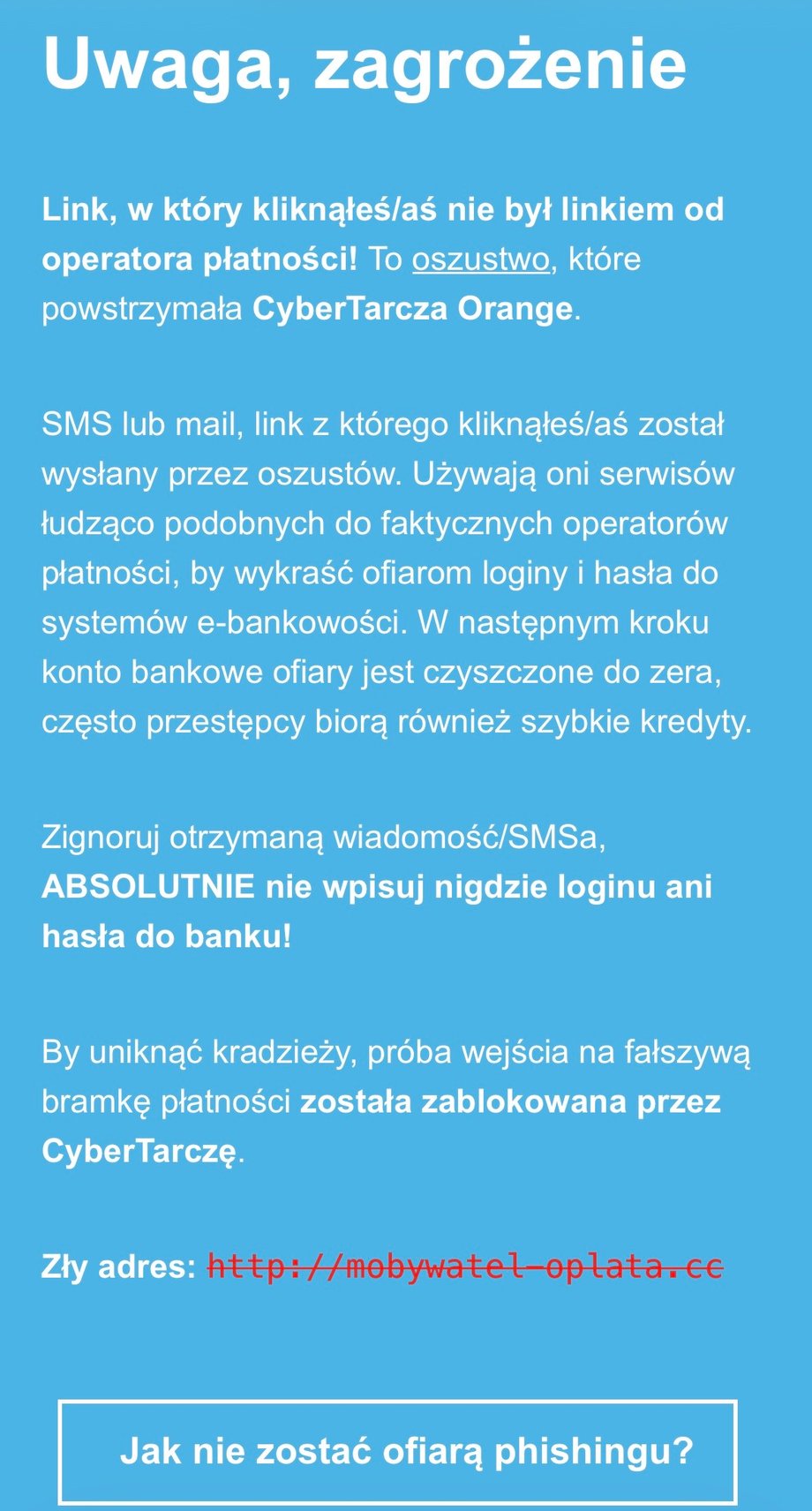 Oszustwo z mObywatelem. Oto nowy sposób na kradzież pieniędzy 8 Ostrzeżenie o oszustwie