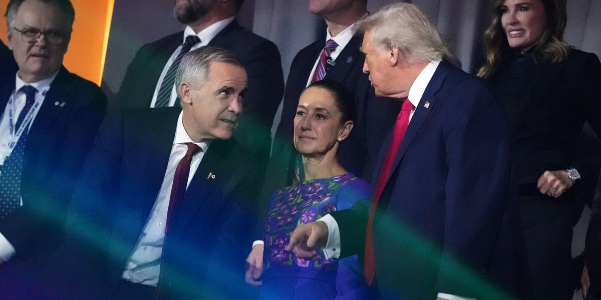 Premier Kanady Mark Carney, prezydentka Meksyku Claudia Sheinbaum i prezydent USA Donald Trump